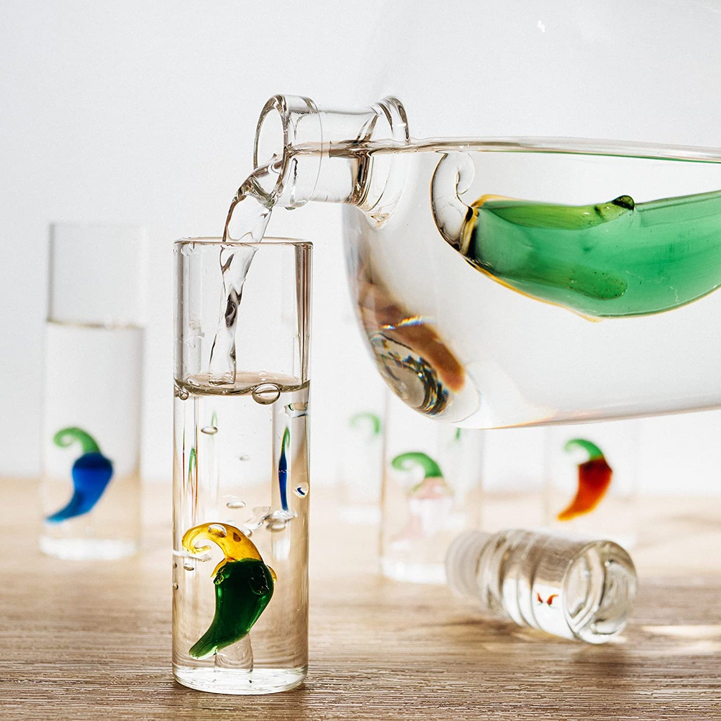 Tequila Decanter Set with Pepper Decanter and 6 Jalapeño Shot Glasses Set, Perfect for Holiday Gifts for Tequila Lovers, 25 Ounce Bottle, 3 Ounce Shot Glasses Cinco De Mayo, Reposado Gift (Pepper)-3