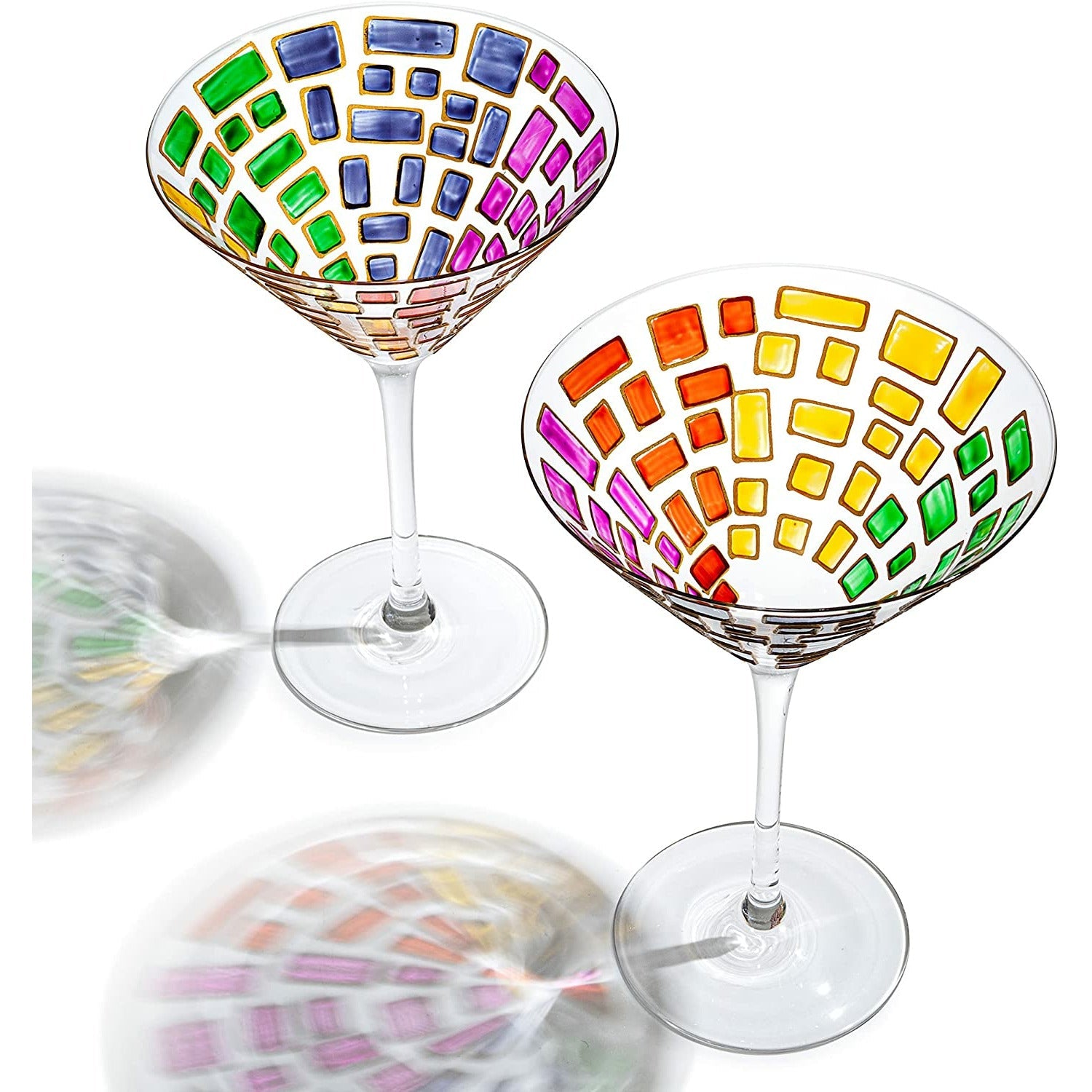 Renaissance Holiday Stained Glass Windows, Artisanal Hand Painted Glassware - The Wine Savant - Gift Idea Her, Him, Birthday, Mom, Housewarming, Gifts Ideas for Women & Men (Martini Glasses)-7