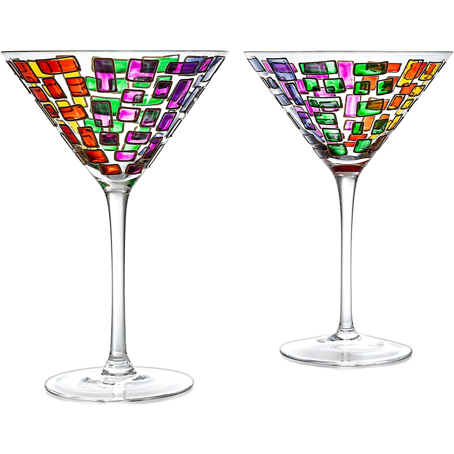 Renaissance Holiday Stained Glass Windows, Artisanal Hand Painted Glassware - The Wine Savant - Gift Idea Her, Him, Birthday, Mom, Housewarming, Gifts Ideas for Women & Men (Martini Glasses)-5