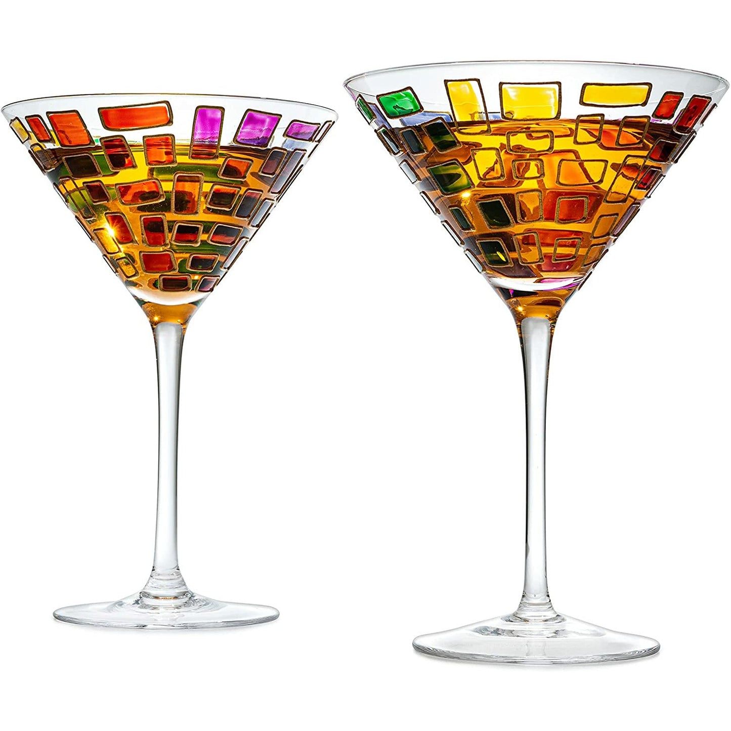 Renaissance Holiday Stained Glass Windows, Artisanal Hand Painted Glassware - The Wine Savant - Gift Idea Her, Him, Birthday, Mom, Housewarming, Gifts Ideas for Women & Men (Martini Glasses)-6