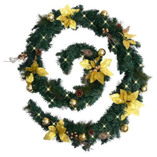 vidaXL Christmas Garland Holiday Artificial Xmas Garland with LED Lights PVC-0