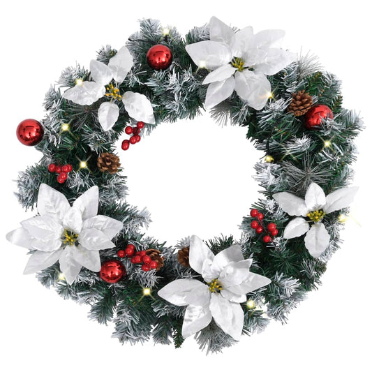vidaXL Christmas Wreath with LED Lights PVC Decoration Ornament Multi Colors-0