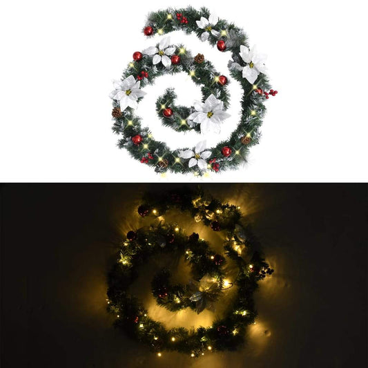 vidaXL Christmas Garland w/LED Lights 106.3" PVC Faux Decoration Multi Colors-0
