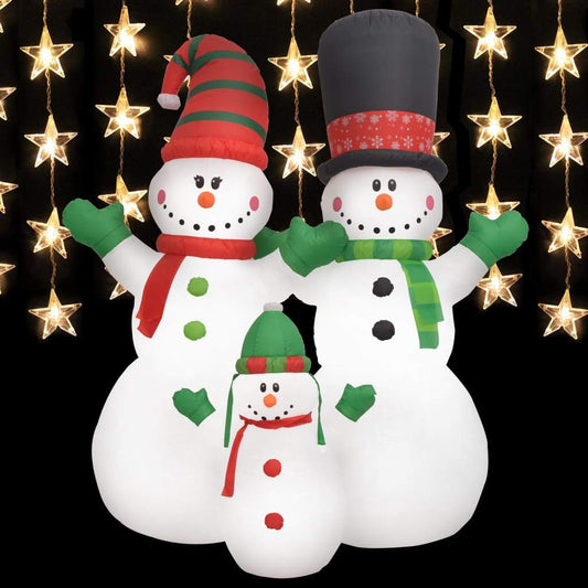 vidaXL Christmas Inflatable Snowmen Family LED IP44 94.5"-0