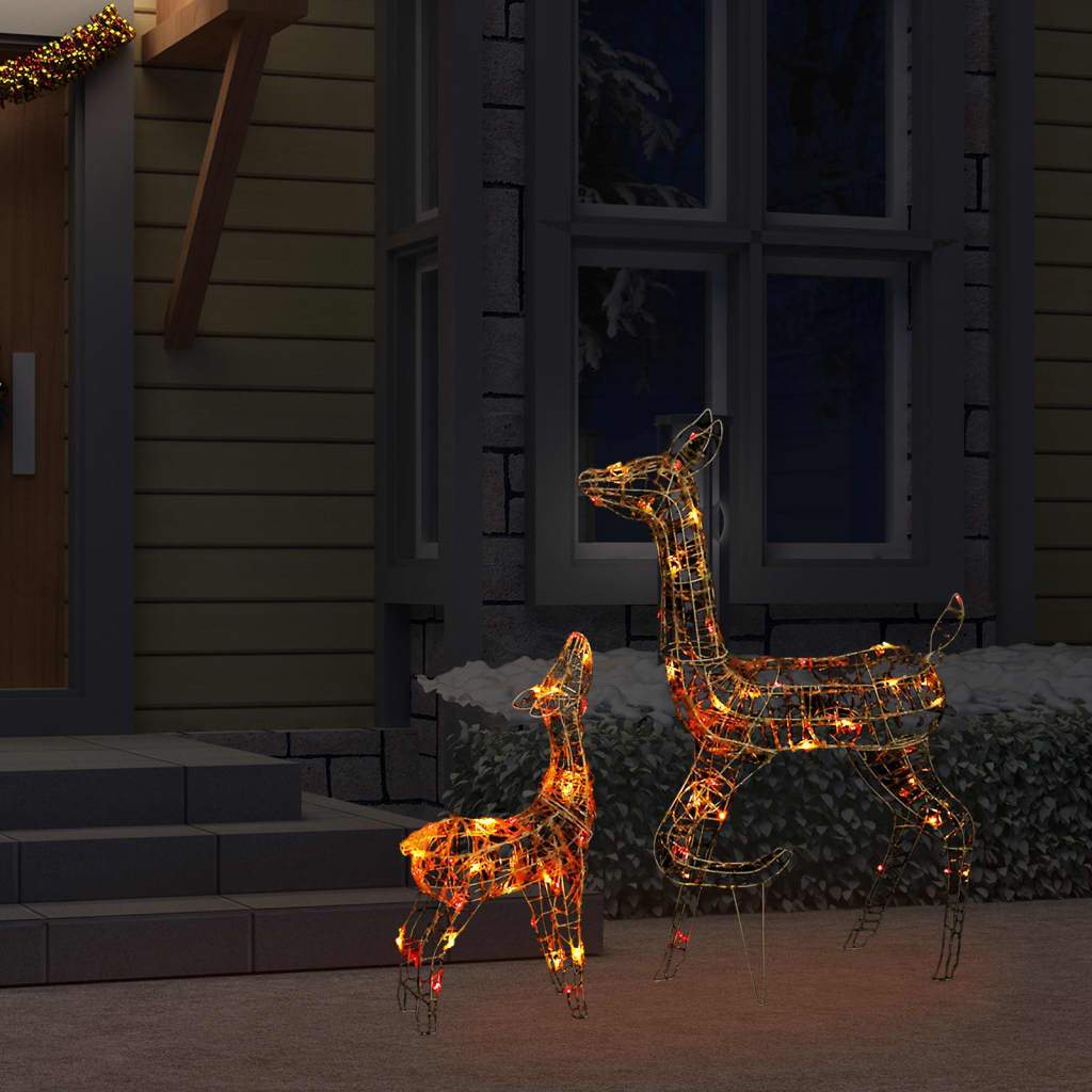 vidaXL Acrylic Reindeer Family Christmas Decoration 160 LED Multi Colors-11