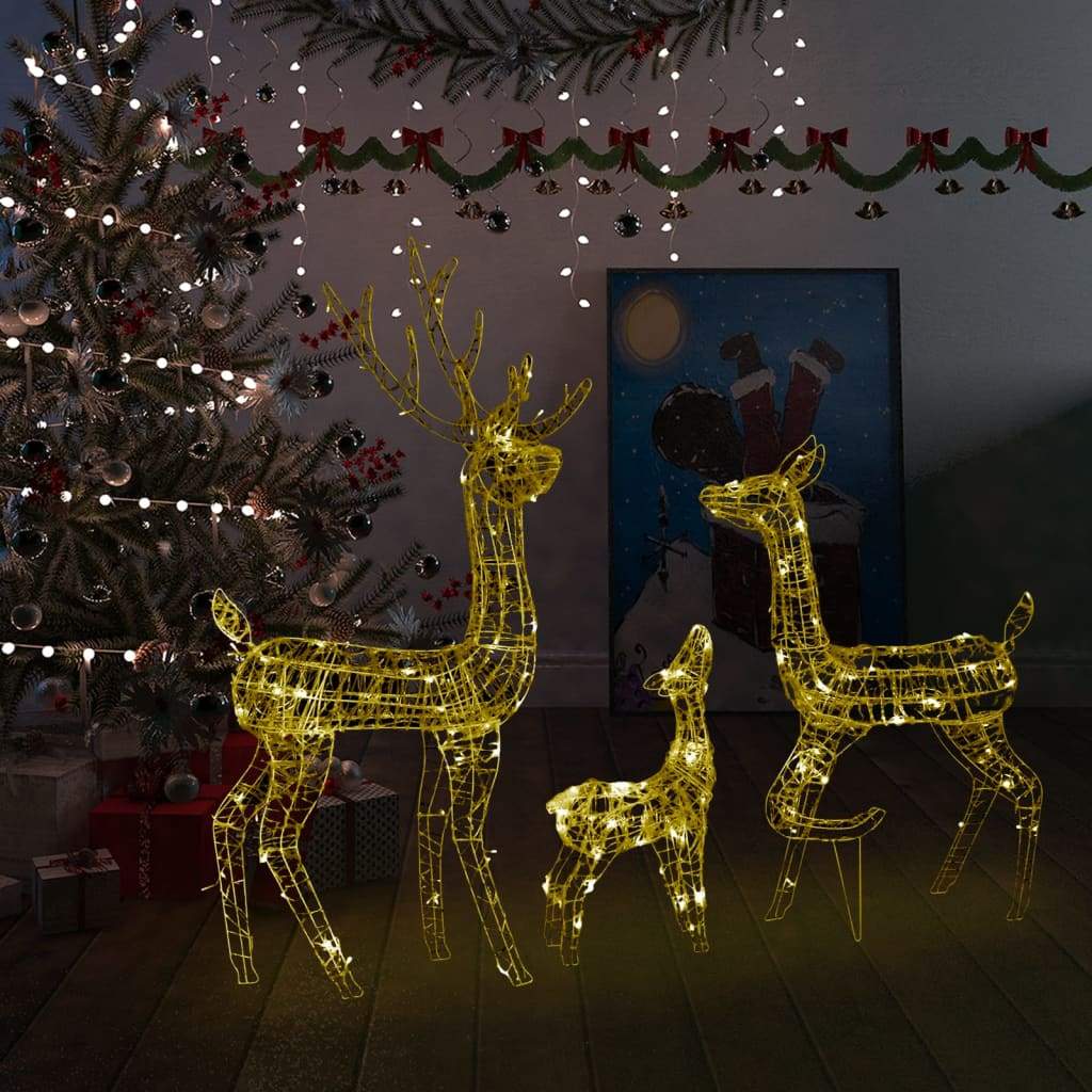 vidaXL Acrylic Reindeer Family Christmas Decoration 300 LED Multi Colors-0