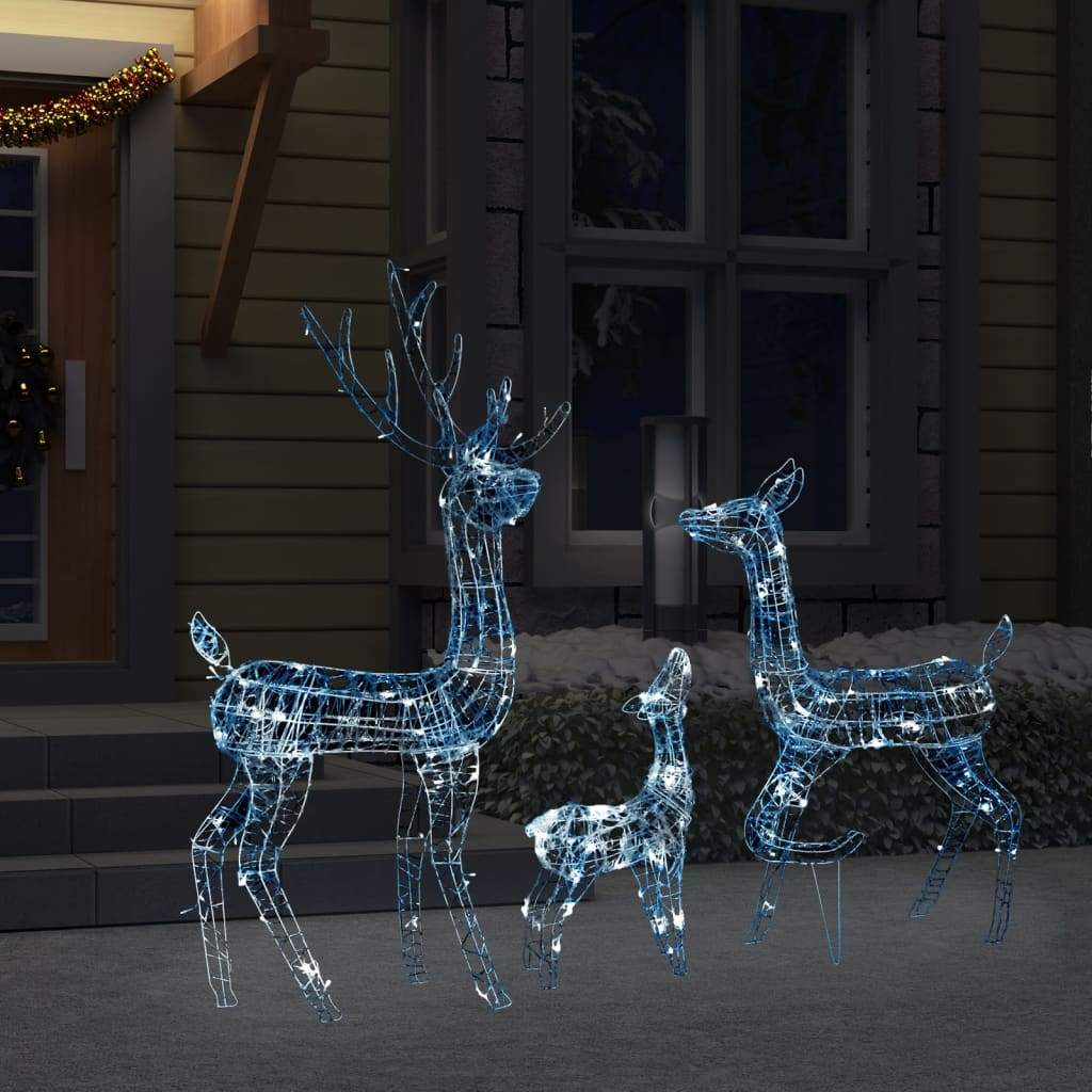 vidaXL Acrylic Reindeer Family Christmas Decoration 300 LED Multi Colors-9