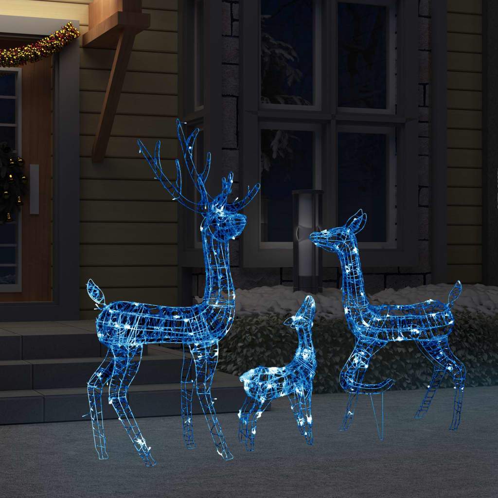 vidaXL Acrylic Reindeer Family Christmas Decoration 300 LED Multi Colors-10