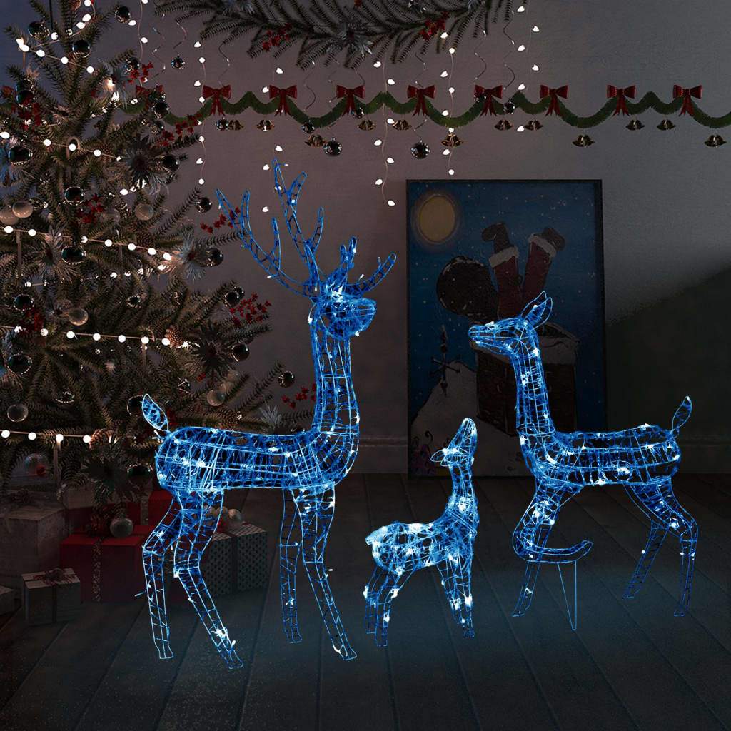 vidaXL Acrylic Reindeer Family Christmas Decoration 300 LED Multi Colors-4