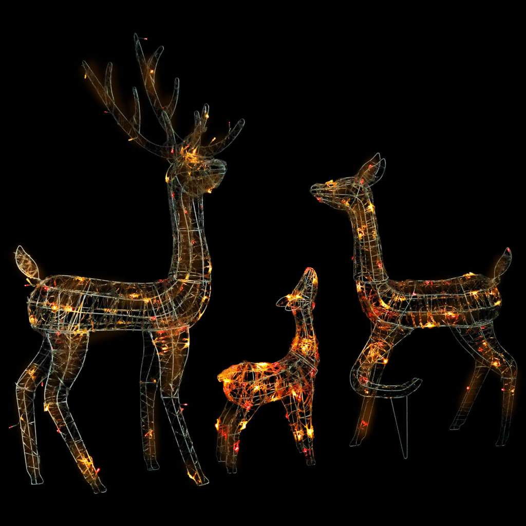vidaXL Acrylic Reindeer Family Christmas Decoration 300 LED Multi Colors-7
