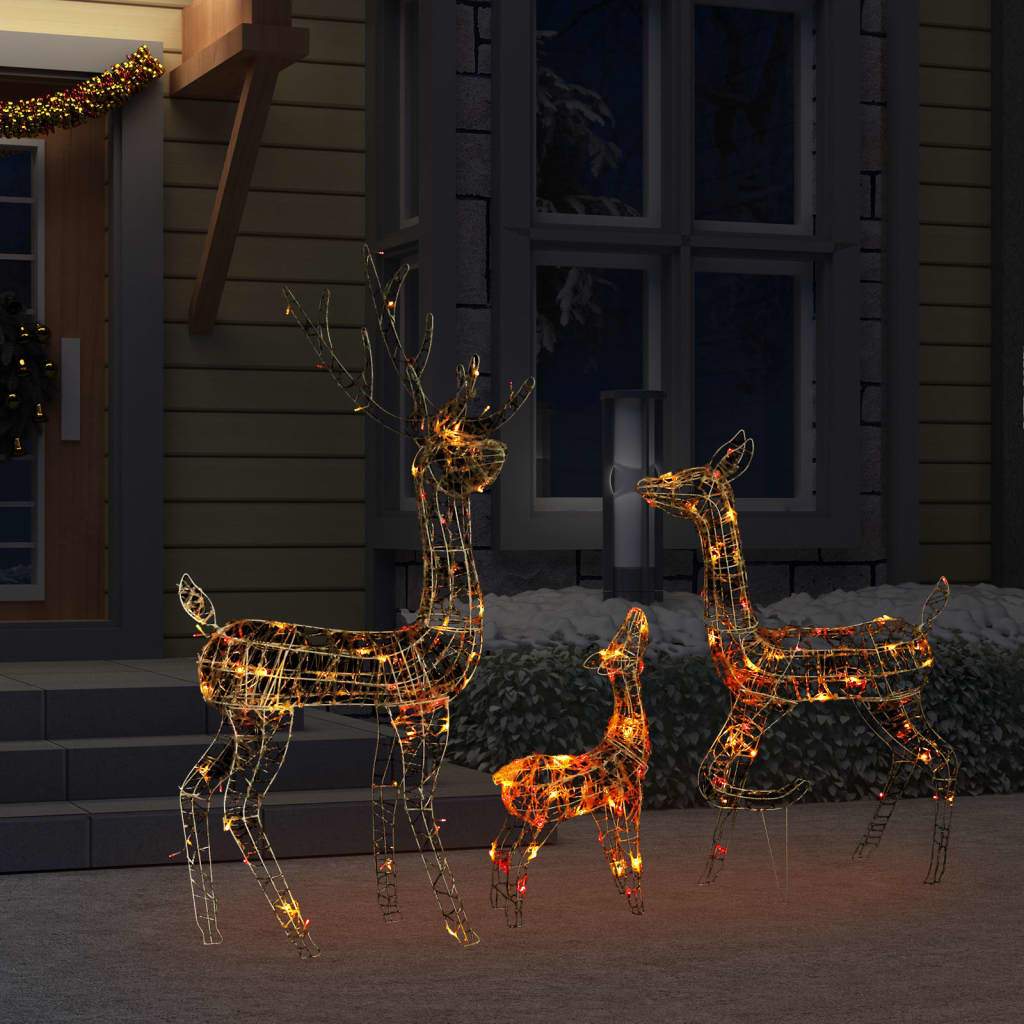 vidaXL Acrylic Reindeer Family Christmas Decoration 300 LED Multi Colors-11
