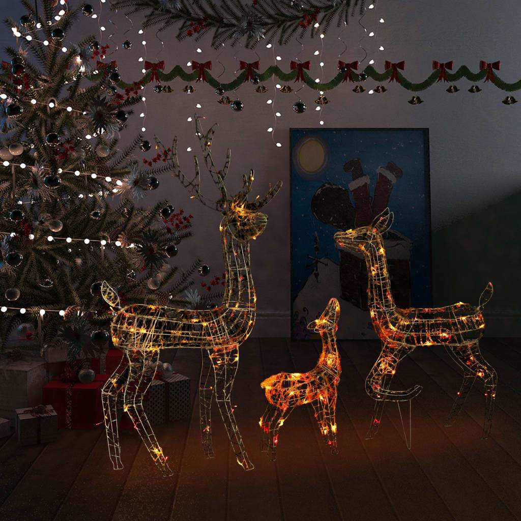 vidaXL Acrylic Reindeer Family Christmas Decoration 300 LED Multi Colors-6