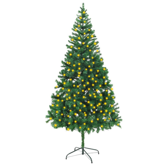 vidaXL Artificial Christmas Tree with LEDs&Stand Decor Green/White Multi Sizes-0