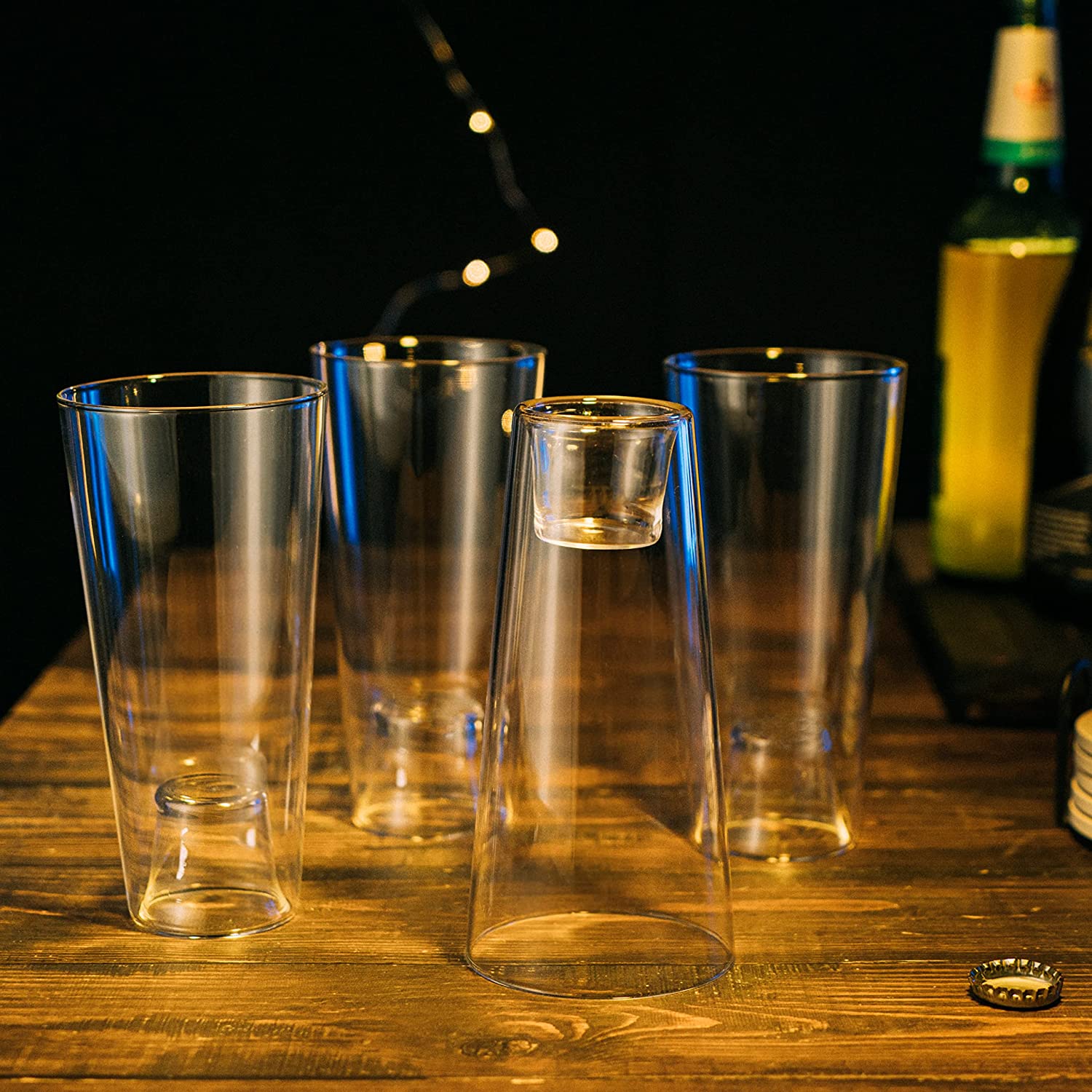 Shot in the Pint Glass, Take A Shot Funny Beer Glass/Mug 4-Set 7"H The Wine Savant - Beers Pilsner Tumblers, Perfect for Entertaining, Home Bar, Weddings, Parties, Funny Drinking Gifts 21 oz (640mL)-2