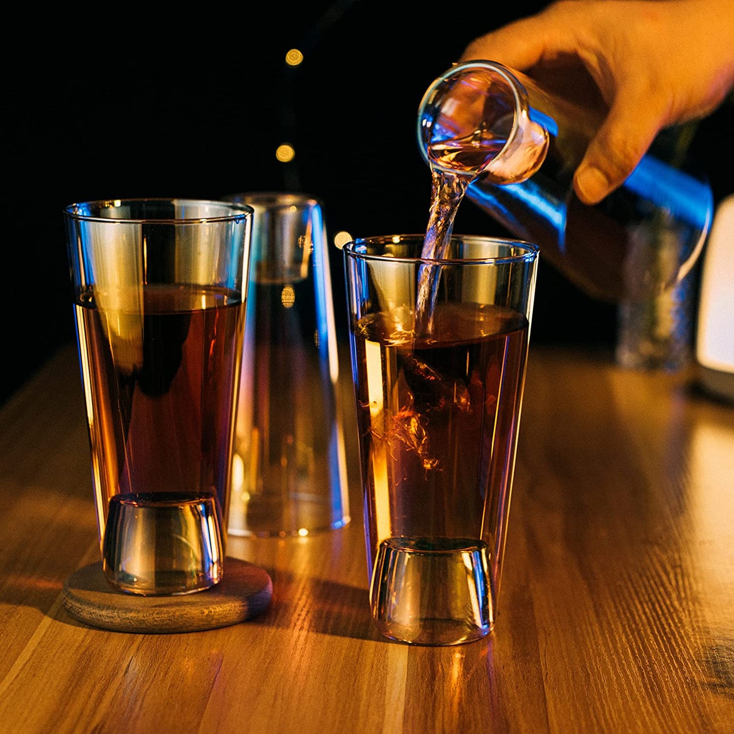 Shot in the Pint Glass, Take a Shot Funny Beer Glass/Mug 4-Set 7"H The Wine Savant - Beers Pilsner Tumblers Perfect for Entertaining, Home Bar, Weddings, Parties, Funny Gifts 21oz (640mL) (Iridescent)-1