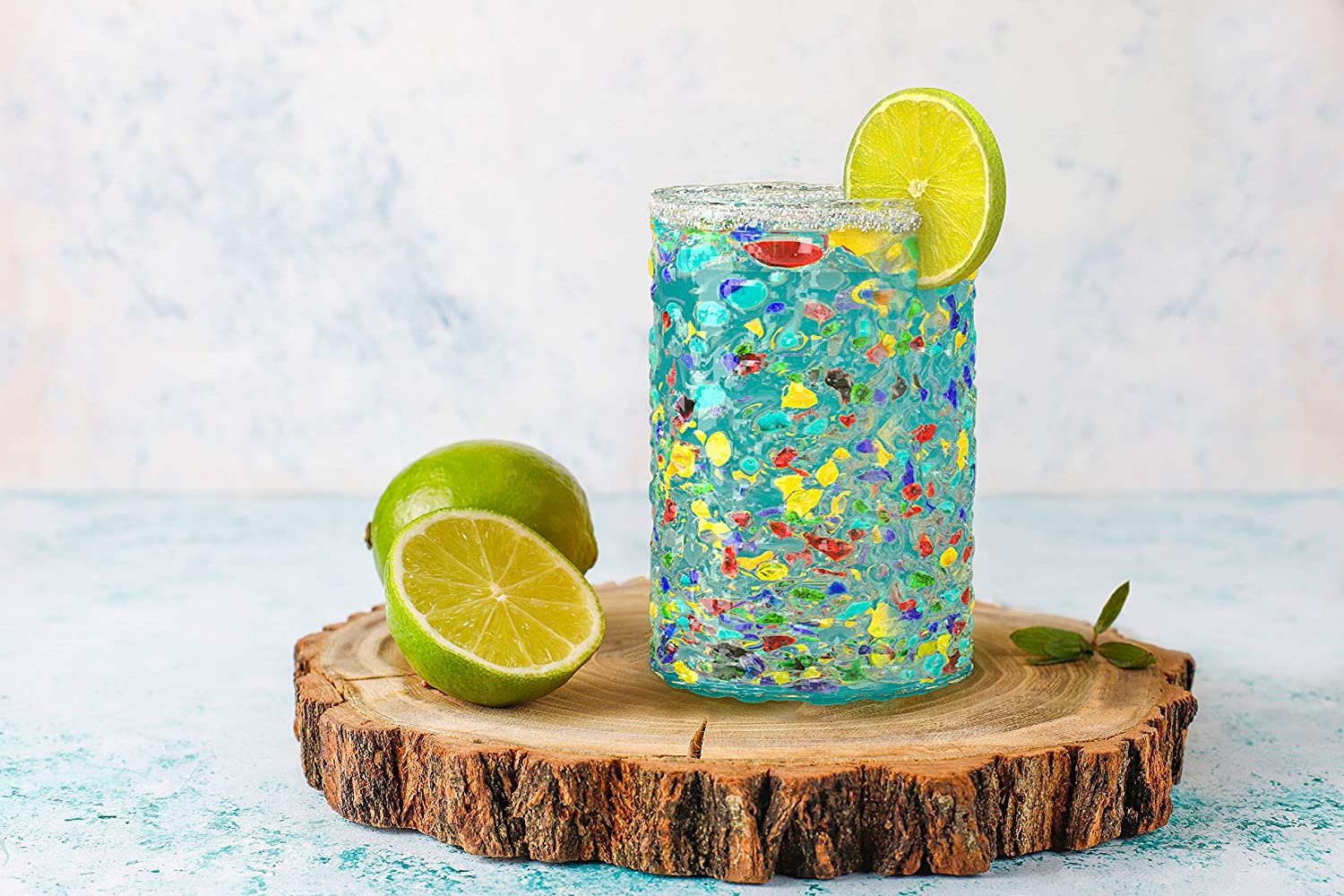 Hand Blown Mexican Drinking Glasses – Set of 6 Confetti Rock Design Glasses by The Wine Savant (Confetti)-5