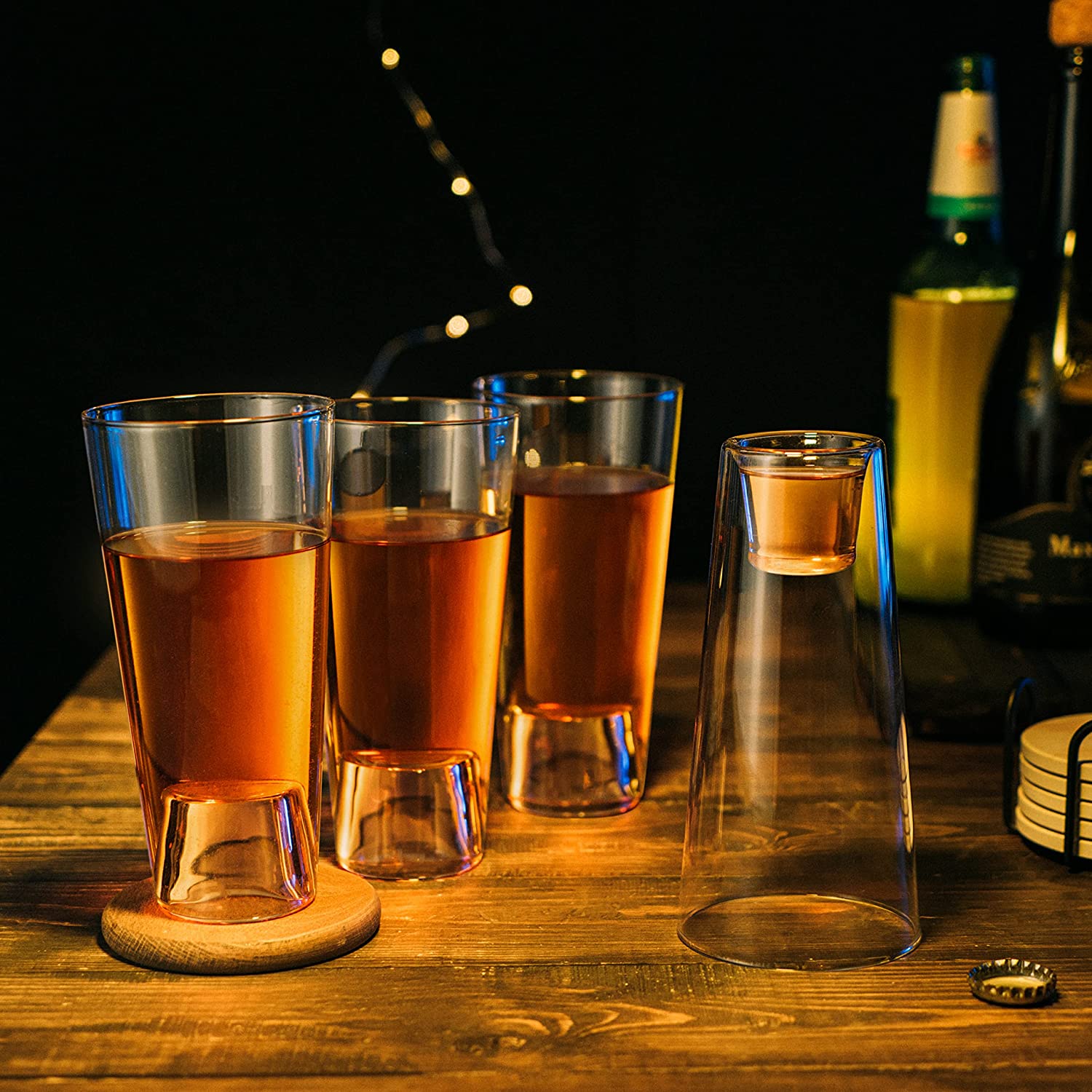 Shot in the Pint Glass, Take A Shot Funny Beer Glass/Mug 4-Set 7"H The Wine Savant - Beers Pilsner Tumblers, Perfect for Entertaining, Home Bar, Weddings, Parties, Funny Drinking Gifts 21 oz (640mL)-3