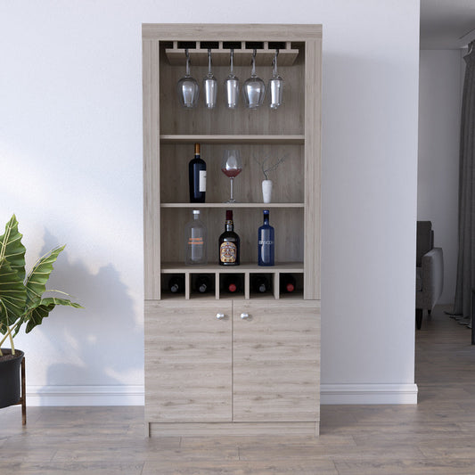 Bar Cabinet Margarita, Five Wine Cubbies, Light Gray Finish-0