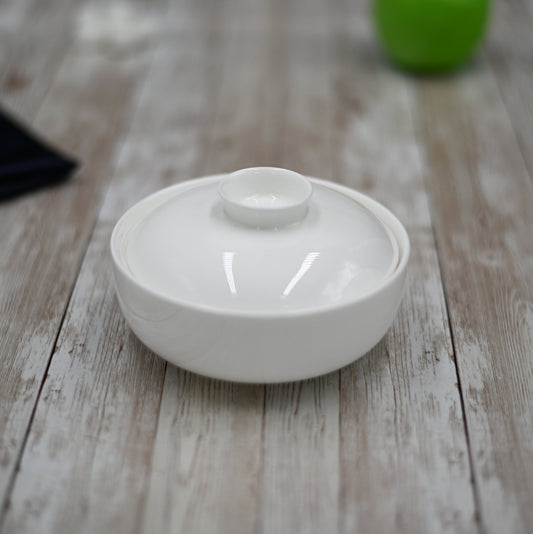 Set Of 6 White Soup Cup With Lid 5" inch | 11 Fl Oz-0