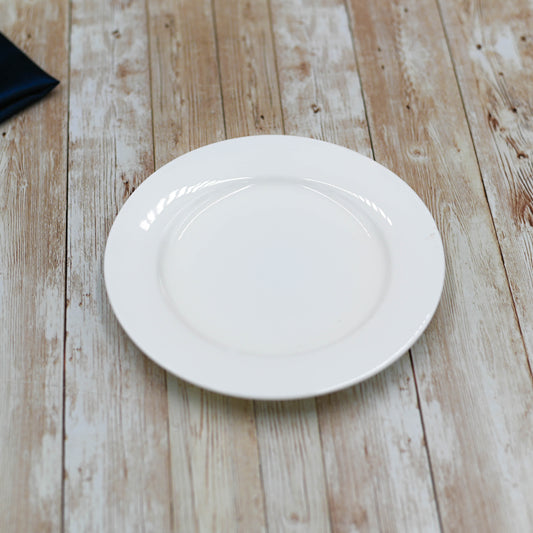 Set Of 6 Professional Rolled Rim White Dessert Plate 8" inch | 20 Cm-0