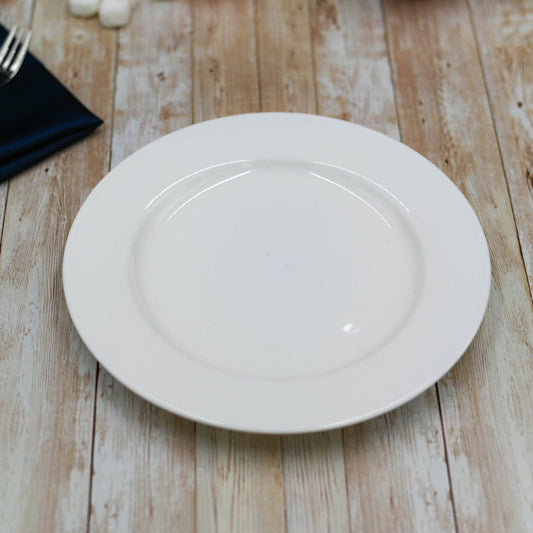 Set Of 6 Professional Rolled Rim White Dinner Plate 9" inch | 23 Cm-0