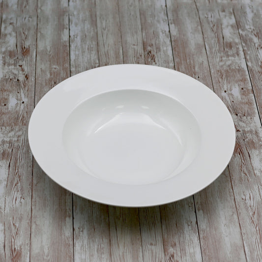 Set Of 3 Professional Rolled Rim White Deep Plate 11" inch | 25 Oz-0