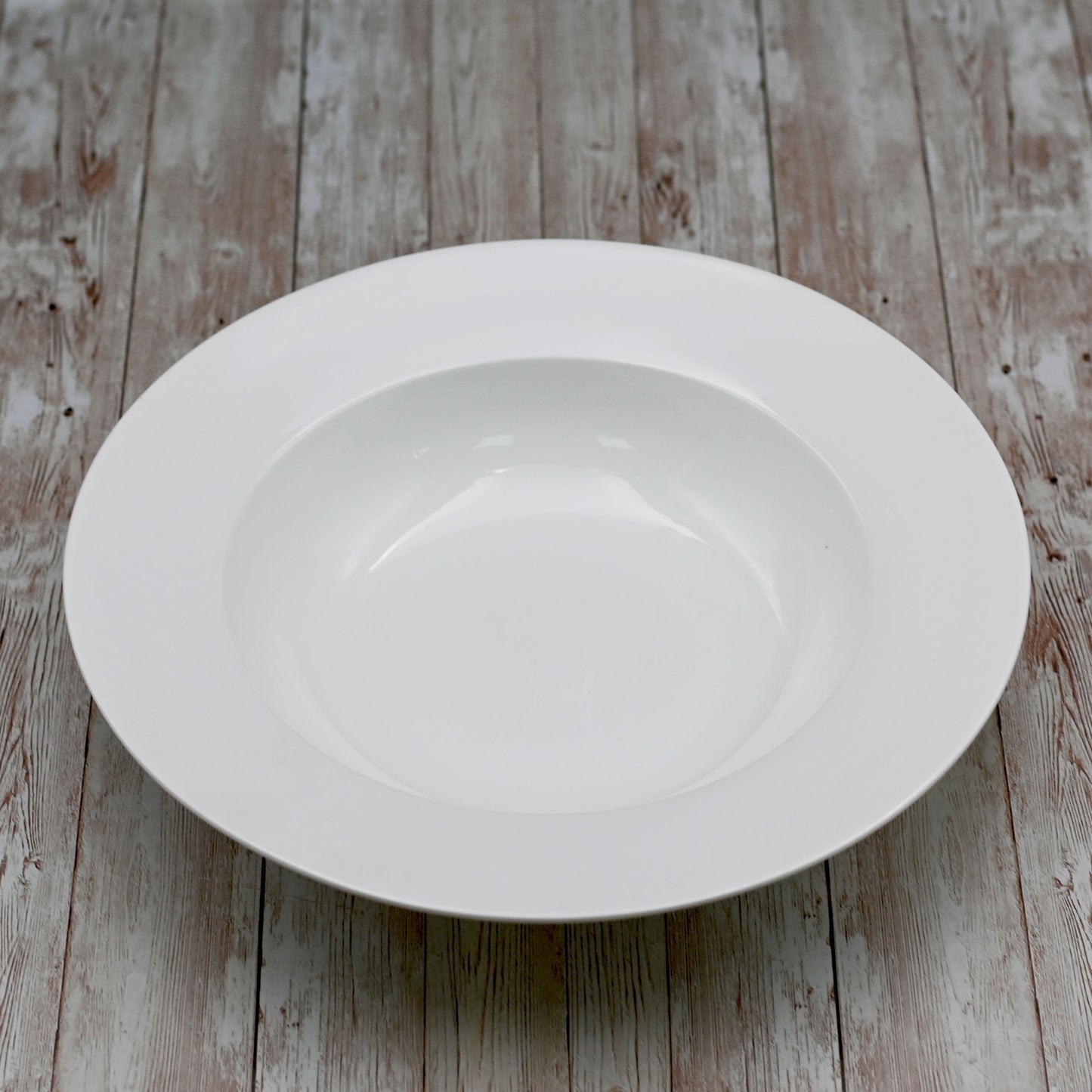 Set Of 3 Professional Rolled Rim White Deep Plate 12" inch |32 Oz-0