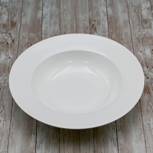 Set Of 3 Professional Rolled Rim White Deep Plate 12" inch |32 Oz-0