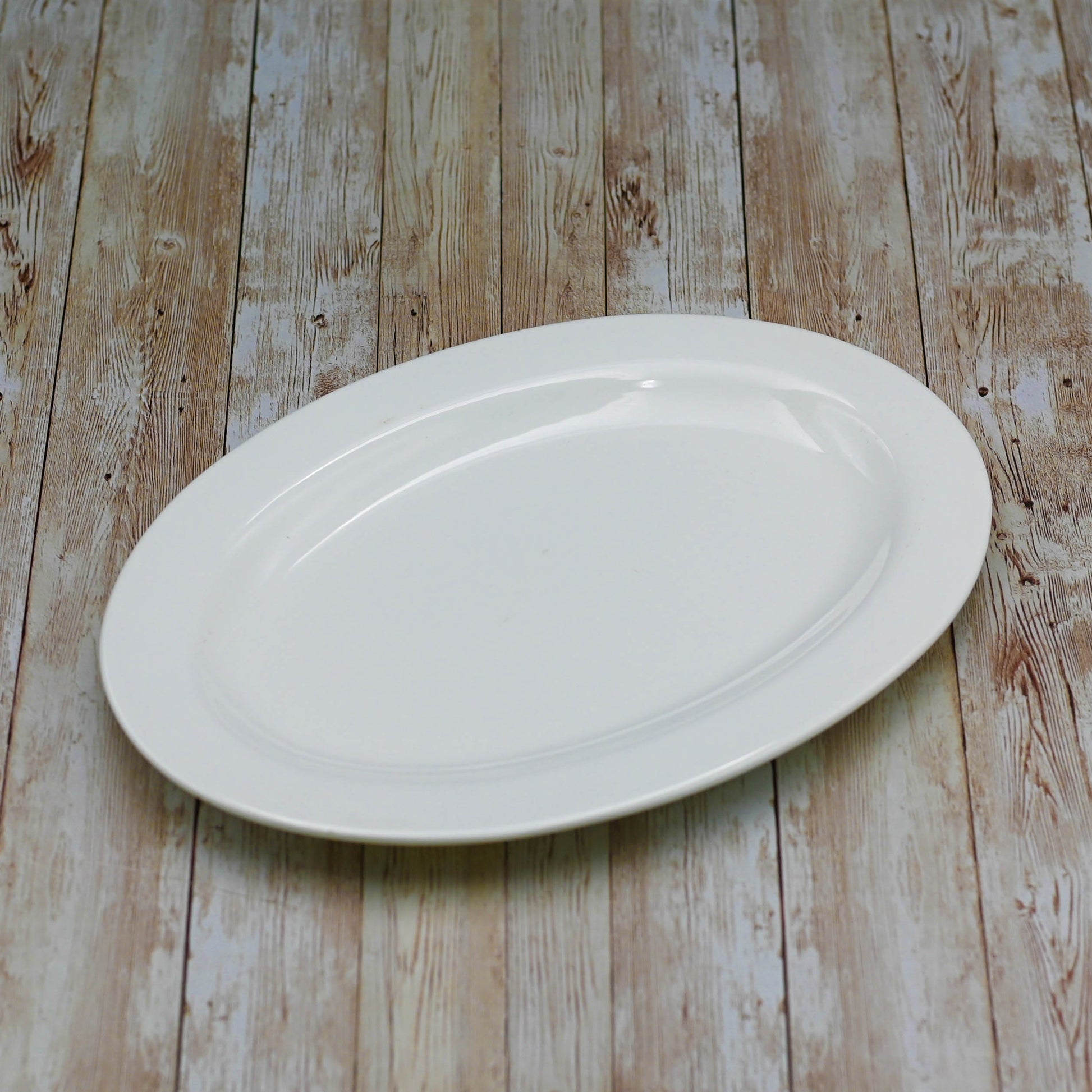 Set Of 3 Professional Rolled Rim White Oval Plate / Platter 16" inch |-0