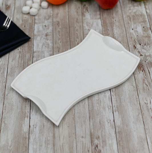 Set Of 3 Flat Porcelain White Dish With Handles 10" inch | 26 Cm-0
