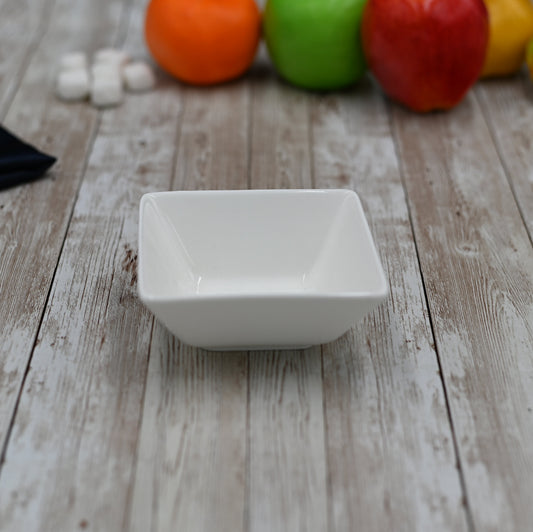 Set Of 6 White Square Snack / Sauce Dish 4" inch X 3.75" inch X 2" inch |5 Fl Oz-0