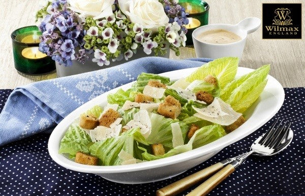 White Ceaser Salad Bowl 11" inch X 7.5 | 27.5 X 18.5 Cm-9