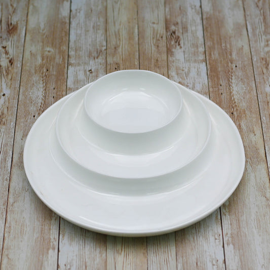Set Of 3 White Divided Dish 10" inch | 25.5 Cm-0
