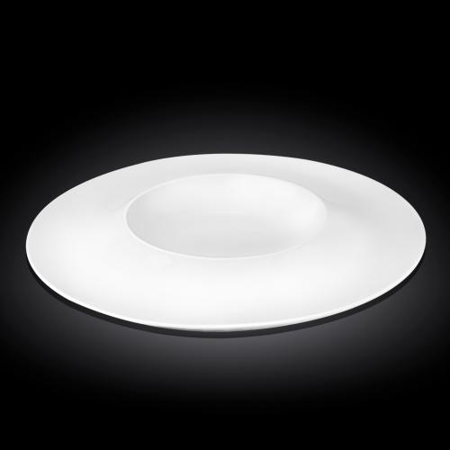 Set Of 3 White Round Plate / Platter With Super Wide Rim 13.75" inch-0