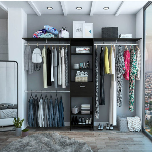 Closet System Ashland, Five Shelves, Black Wengue Finish-0