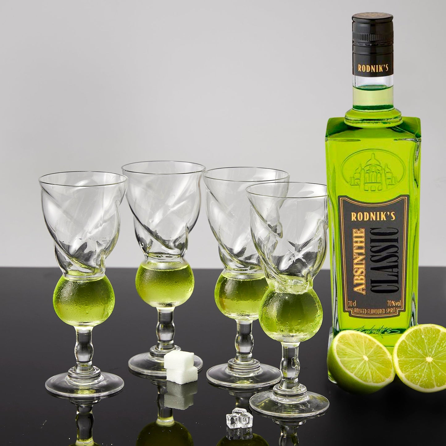 Vintage Crystal Absinthe Glasses | Set of 4 | 6.5 oz Wine Savant - Stemmed Classic With Swiss Bubble Reservoir, Tasting, Nosing & Sipping, Absinthe, Sambuca, Raki, Pastis, Ouzo, Drinking Green Fairy-2