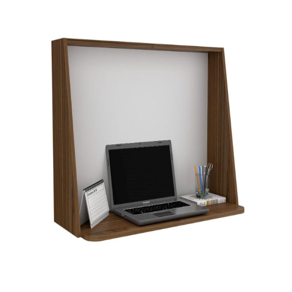 Wall Desk Afrec, Single Shelf, Mahogany / White Finish-3