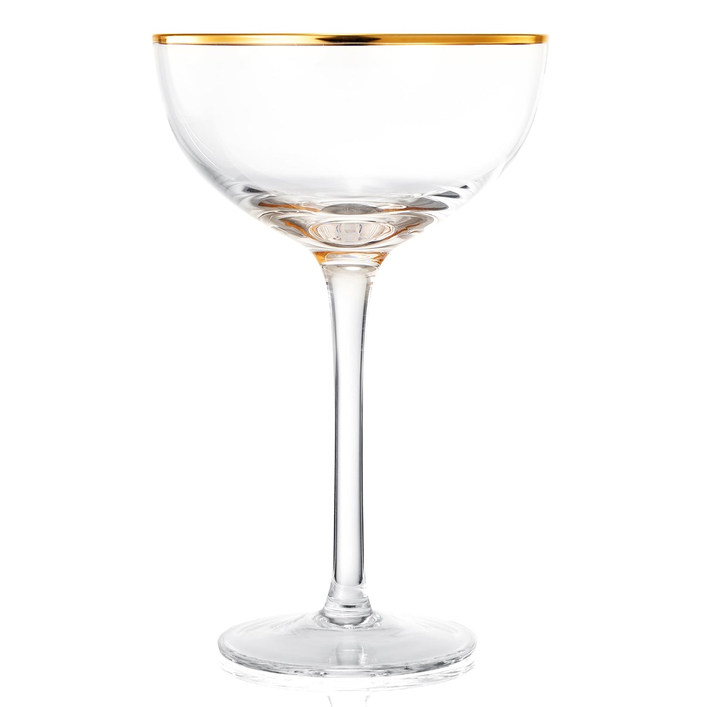 Vintage Crystal Champagne Coupe Gold Rim Glasses | Set of 2 | 7 oz, Gilded Rim Classic Cocktail Glassware - Martini, Manhattan, Cosmopolitan, Sidecar, Daiquiri | 1920s Style Saucer Goblets | Gift Box-5