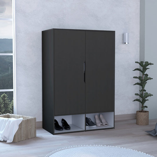 Armoire Barletta, Five Shelves, Black Wengue / White Finish-0