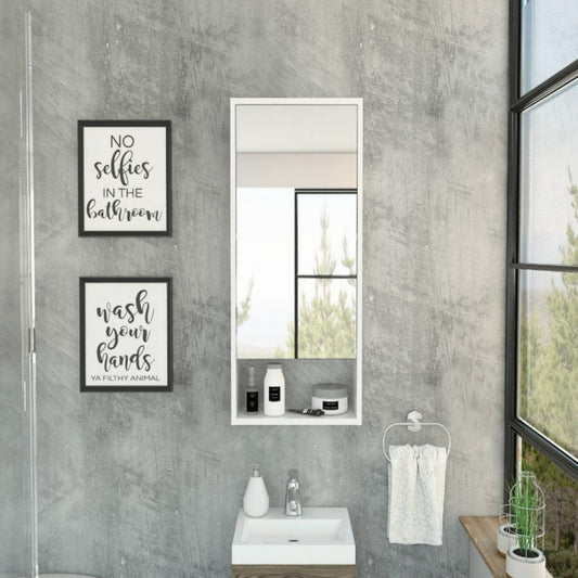 Medicine Cabinet Irvine, One External Shelf, White Finish-0