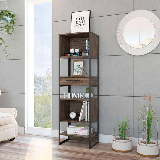 Bookcase Manhattan, Double Door, Dark Walnut Finish-0