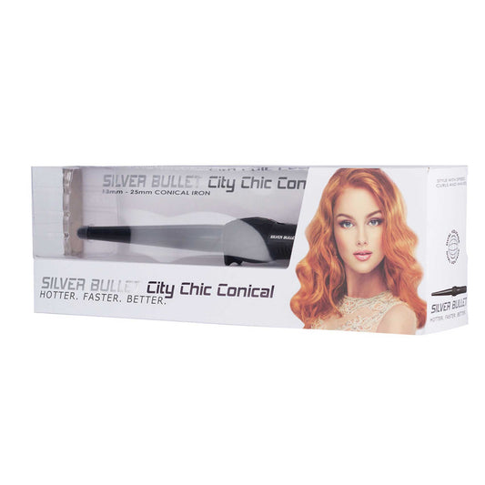 Silver Bullet City Chic Ceramic Conical Iron 13mm-25mm Regular Hair Curling Wand-0