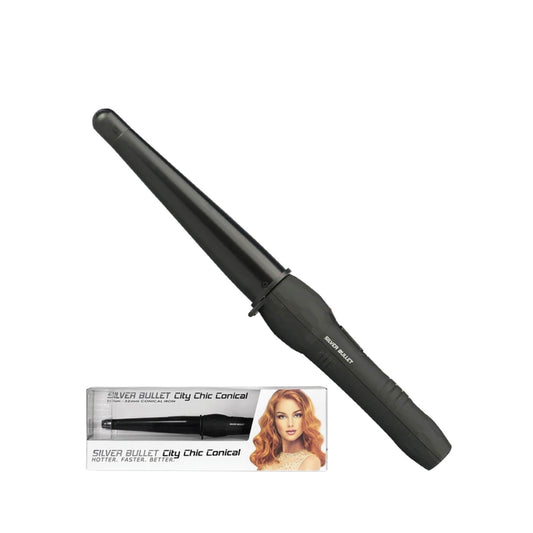 Silver Bullet City Chic Ceramic Conical Iron 19mm-32mm Large Hair Curling Wand-0