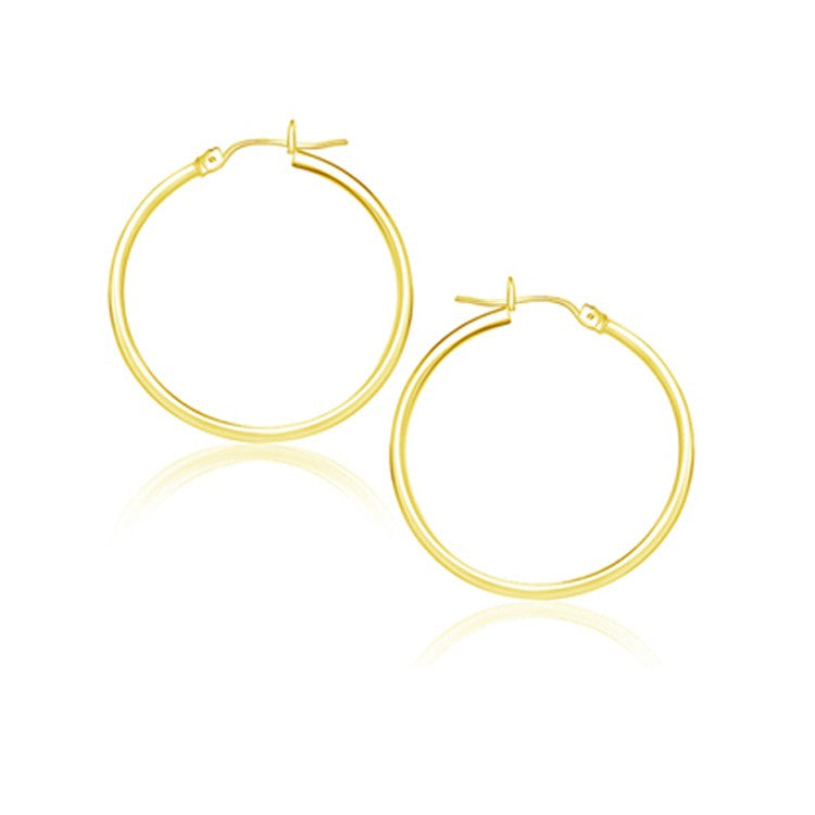 14k Yellow Gold Polished Hoop Earrings (25 mm)-0