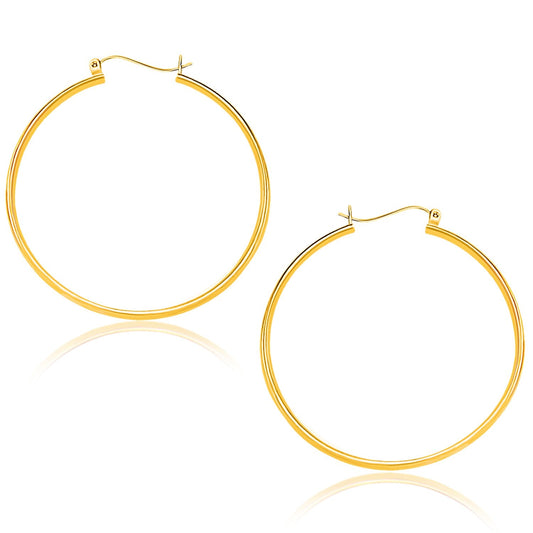 14k Yellow Gold Polished Hoop Earrings (40mm)-0
