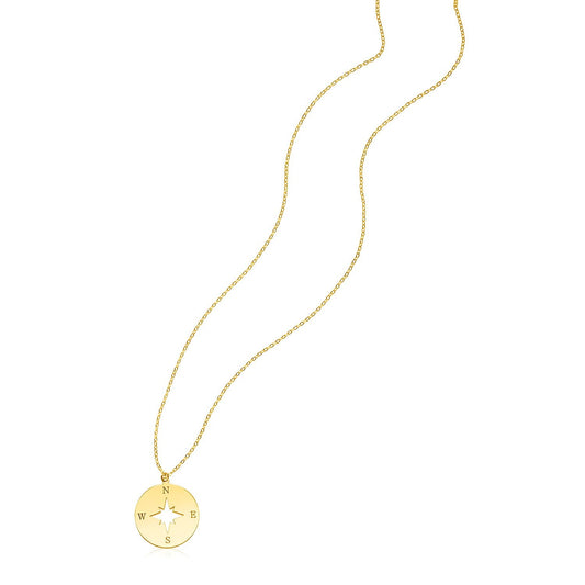 14K Yellow Gold Necklace with Compass-0