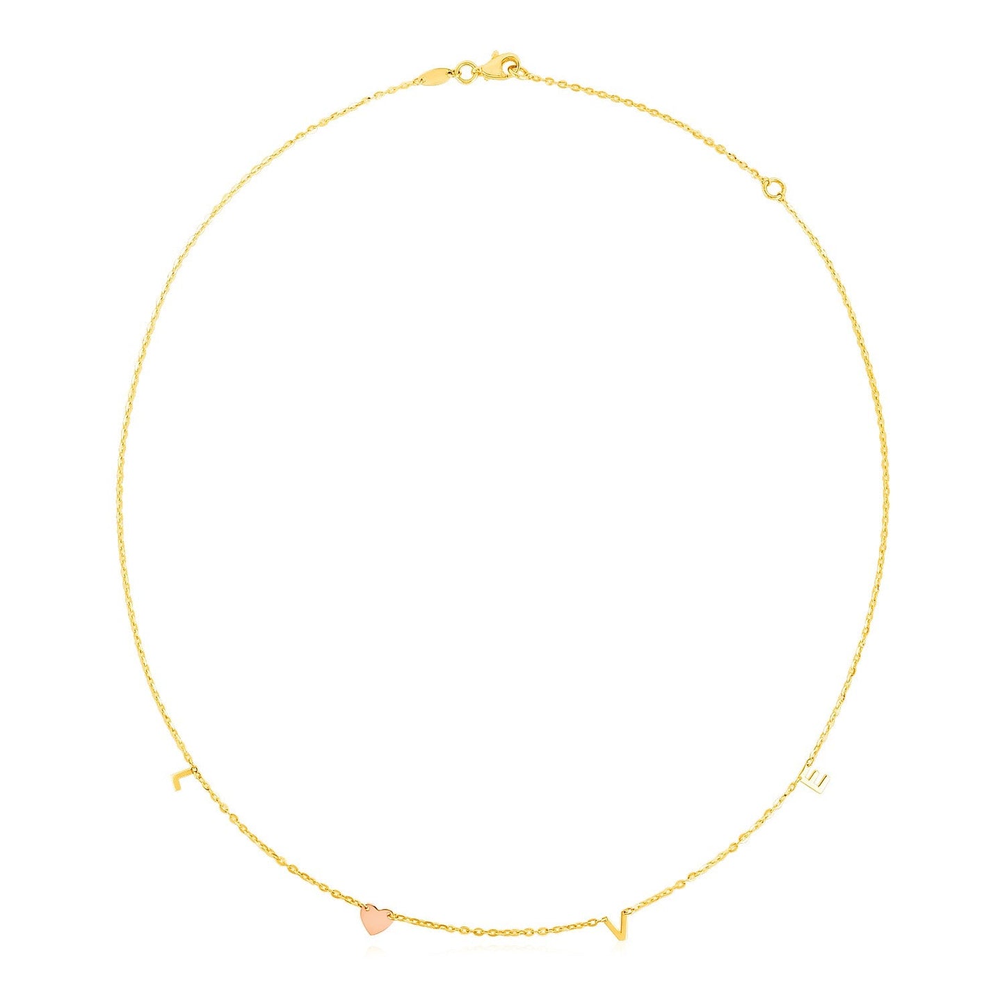 14k Two Tone Gold Love Necklace-0
