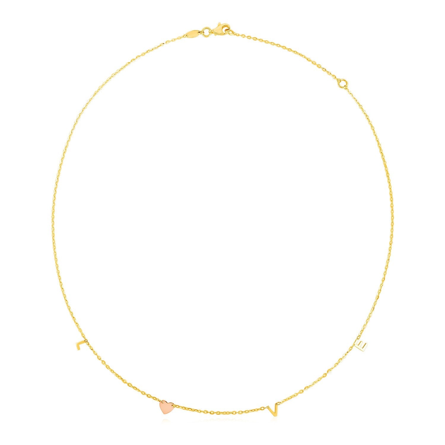 14k Two Tone Gold Love Necklace-0