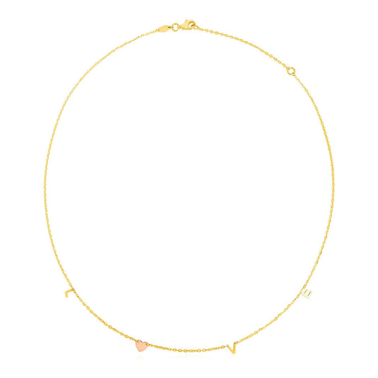 14k Two Tone Gold Love Necklace-0