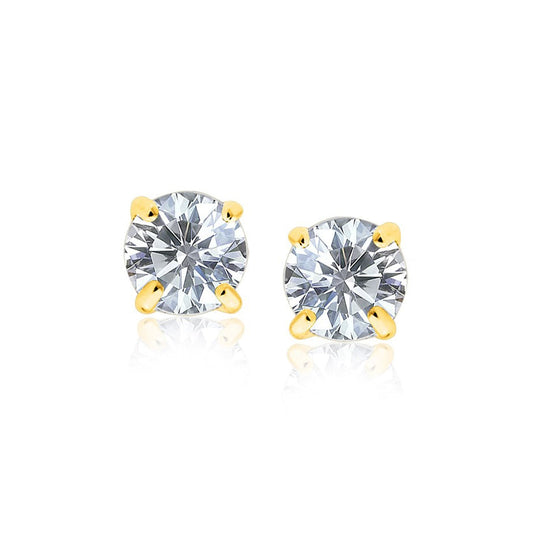 14k Yellow Gold 8.0mm Round CZ Stud Earrings-0